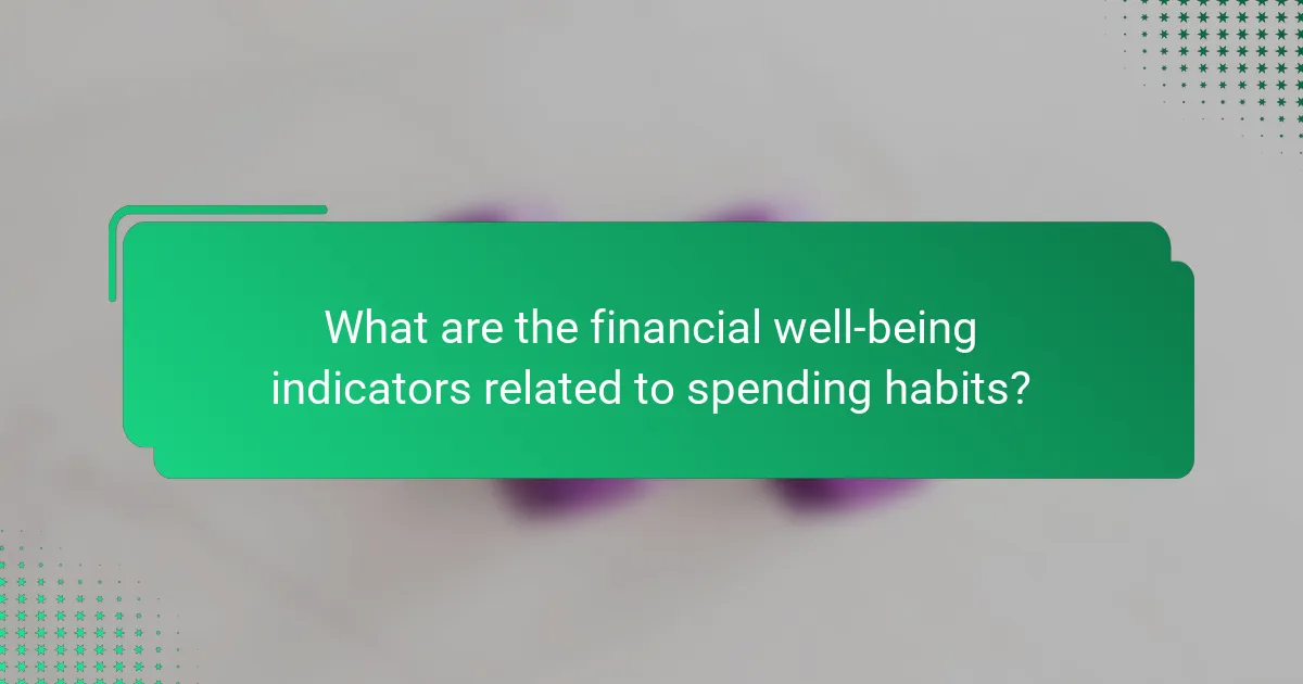 What are the financial well-being indicators related to spending habits?