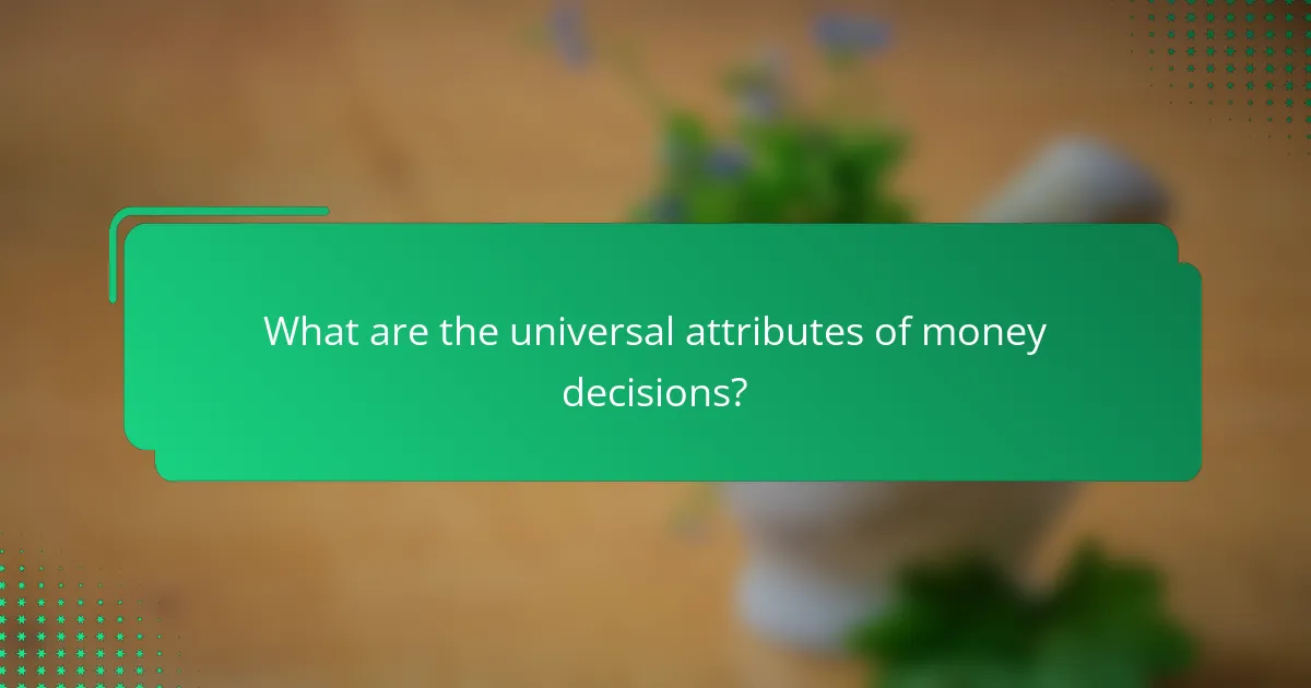 What are the universal attributes of money decisions?