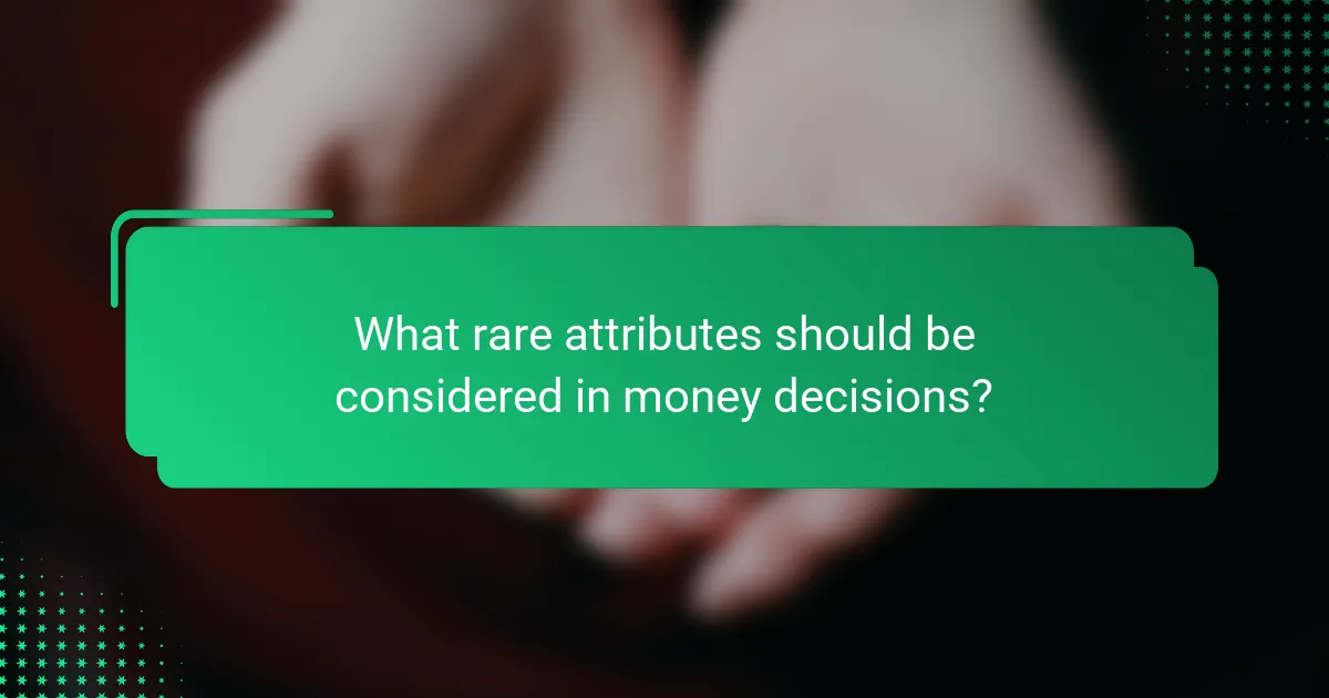 What rare attributes should be considered in money decisions?