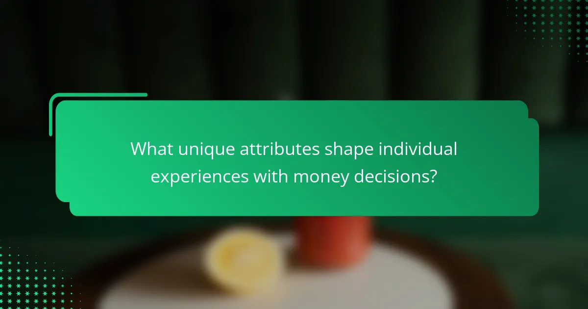 What unique attributes shape individual experiences with money decisions?