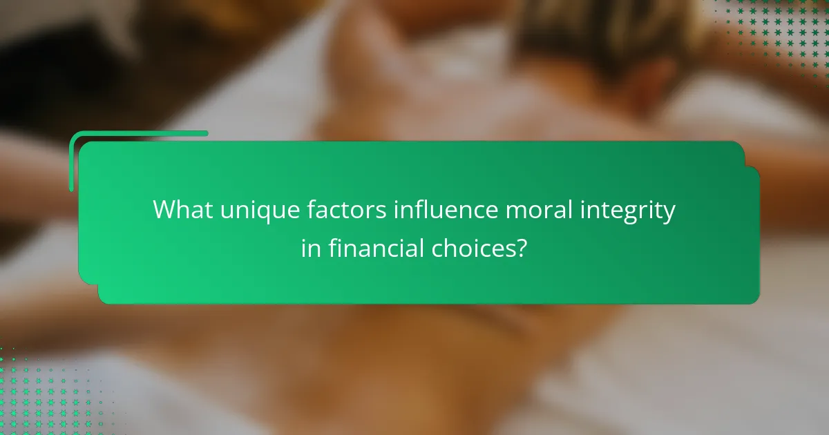 What unique factors influence moral integrity in financial choices?
